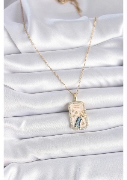 316L Çelik Gold Renk Zincir Kova Burcu Zirkon Taşlı Kadın Kolye fiyatları