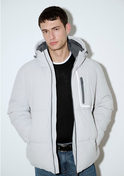 Su Itici Kapüşonlu Gri Şişme Mont 0110463-70075 fiyatları