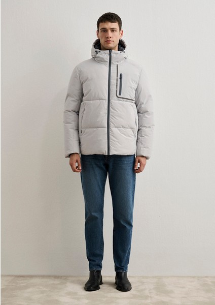 Su Itici Kapüşonlu Gri Şişme Mont 0110463-70075 fırsatları