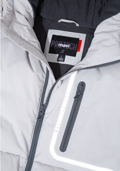 Su Itici Kapüşonlu Gri Şişme Mont 0110463-70075