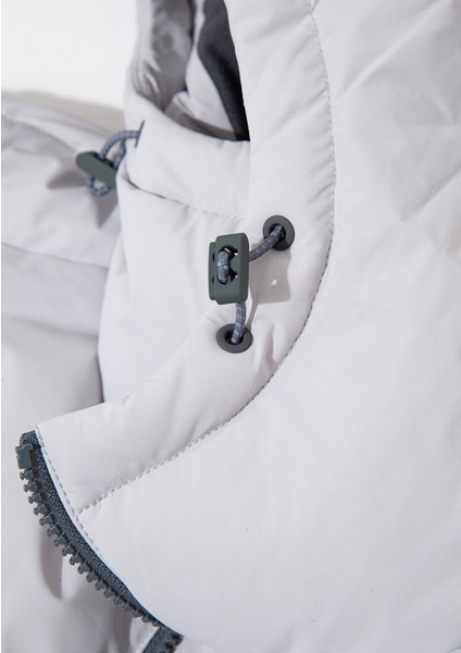 Su Itici Kapüşonlu Gri Şişme Mont 0110463-70075