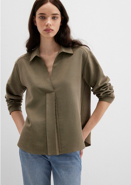 Haki Tencel Karışımlı Bluz 1211423-87538 fiyatları