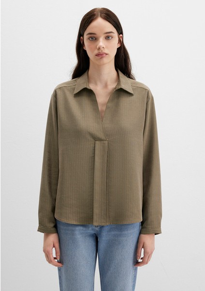 Haki Tencel Karışımlı Bluz 1211423-87538 modelleri