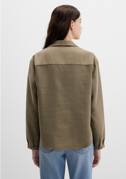 Haki Tencel Karışımlı Bluz 1211423-87538 fırsatları