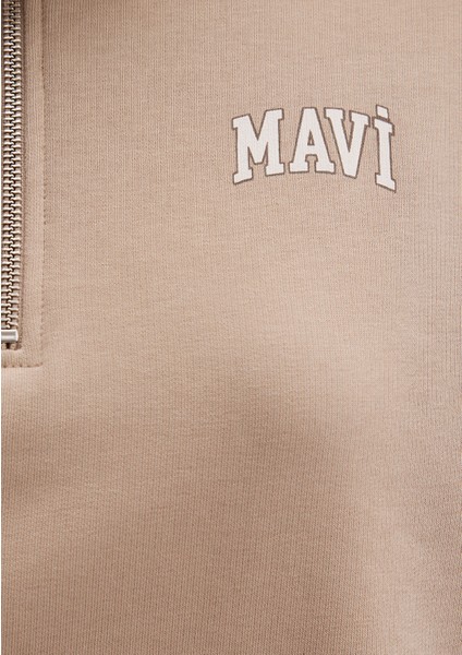 Mavi Logo Baskılı Bej Sweatshirt 1S10179-70344