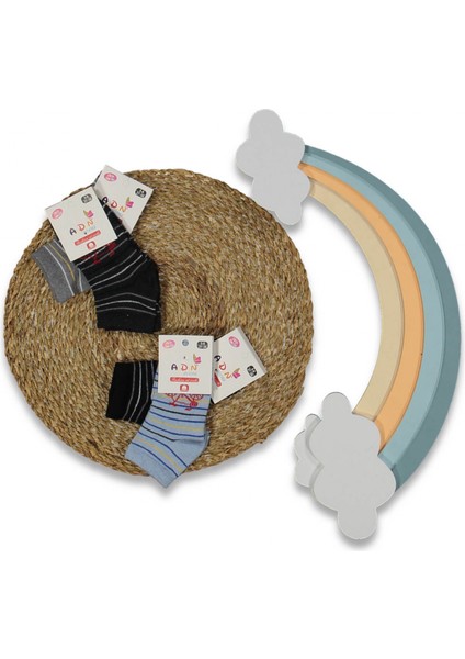 Erkek Çocuk Bisiklet Desen Patik Çorap (4 Adet)