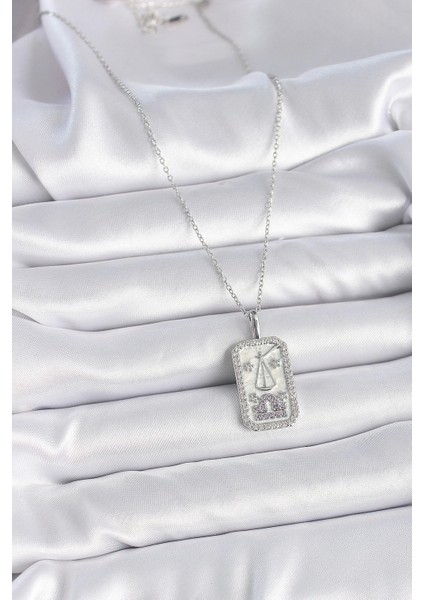 316L Çelik Gümüş Renk Terazi Burcu Zirkon Taşlı Kadın Kolye fiyatları