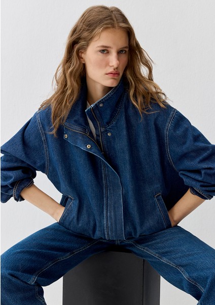 Mira Dark Blue Icon Bomber Jean Ceket 1121058-A3354