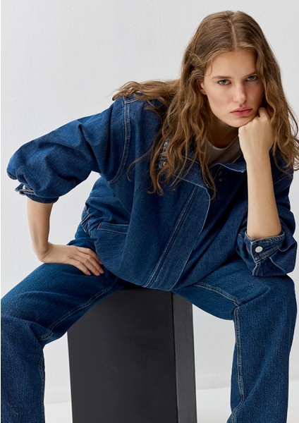 Mira Dark Blue Icon Bomber Jean Ceket 1121058-A3354 fiyatları