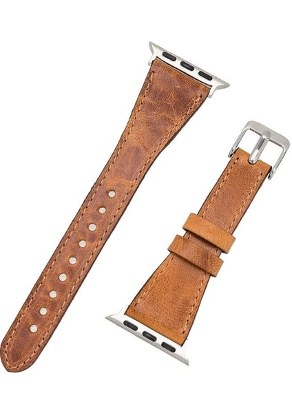 Buğz Apple Watch Uyumlu Deri Kordon 38-40-41MM Slim G19 Taba modelleri