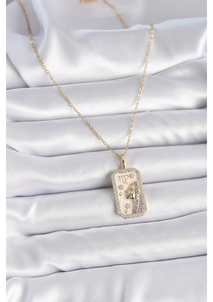 316L Çelik Gold Renk Zincir Başak Burcu Zirkon Taşlı Kadın Kolye fiyatları