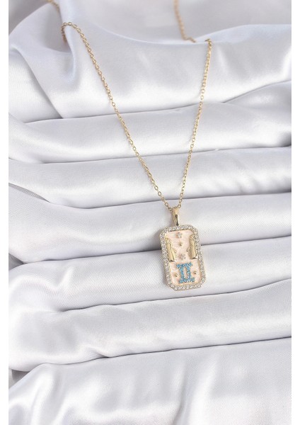 316L Çelik Gold Renk Zincir Ikizler Burcu Zirkon Taşlı Kadın Kolye fiyatları