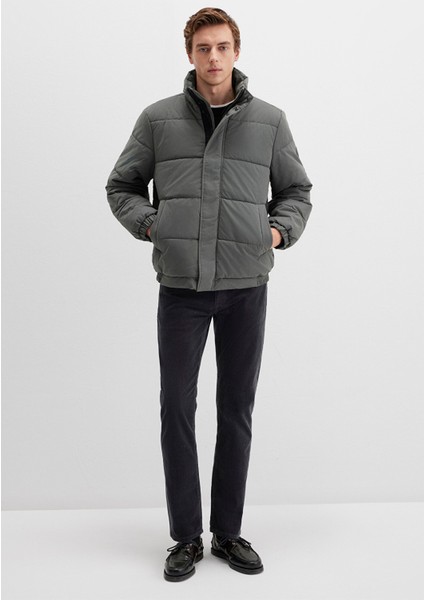 Dik Yaka Haki Şişme Mont 0110470-71598 modelleri