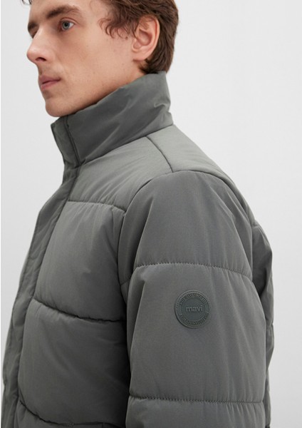 Dik Yaka Haki Şişme Mont 0110470-71598