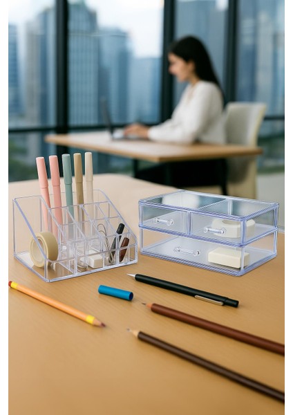 Masa Üstü Kalemlik & 3 Çekmeceli Düzenleyici Organizer & Kalemlik fiyatları