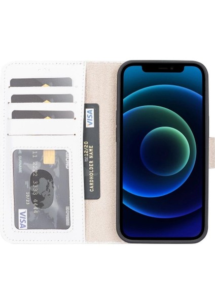 Apple iPhone 13 Uyumlu Deri Cüzdanlı Kılıf F3 Beyaz fiyatları