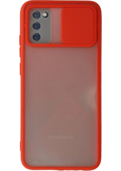 Samsung Galaxy A02S Kılıf Palm Buzlu Kamera Sürgülü Silikon - Kırmızı