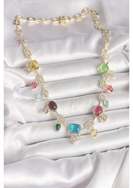 Pirinç Gold Renk Renli Zirkon Taşlı Vıp Seri Kadın Kolye fiyatları