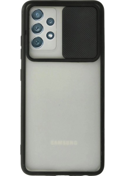 Samsung Galaxy A72 Kılıf Palm Buzlu Kamera Sürgülü Silikon - Siyah