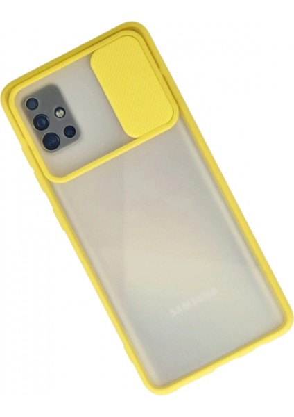 Samsung Galaxy A71 Kılıf Palm Buzlu Kamera Sürgülü Silikon - Sarı fiyatları