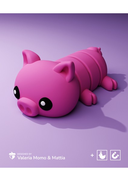 Sevimli Flexi Pets Domuz (Anahtarlık ve Mıknatıs)