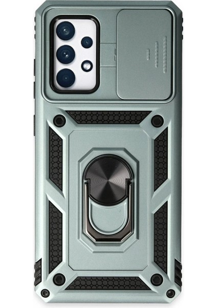 Samsung Galaxy A72 Kılıf Pars Lens Yüzüklü Silikon - Yeşil