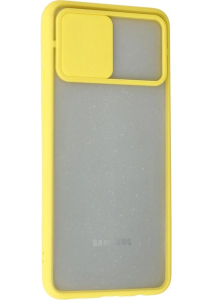 Samsung Galaxy A02 Kılıf Palm Buzlu Kamera Sürgülü Silikon - Sarı modelleri