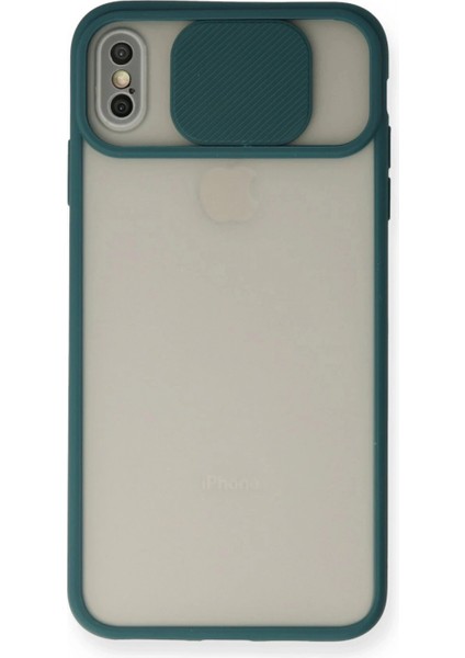 iPhone x Kılıf Palm Buzlu Kamera Sürgülü Silikon - Yeşil