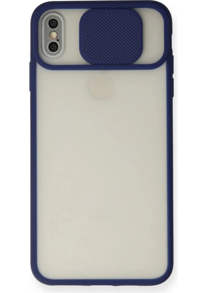 iPhone x Kılıf Palm Buzlu Kamera Sürgülü Silikon - Lacivert