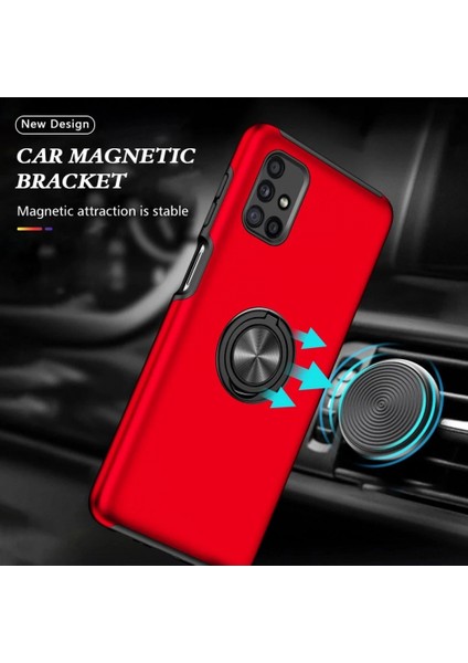 Samsung Galaxy M51 Kılıf Elit Yüzüklü Kapak - Kırmızı indirimleri