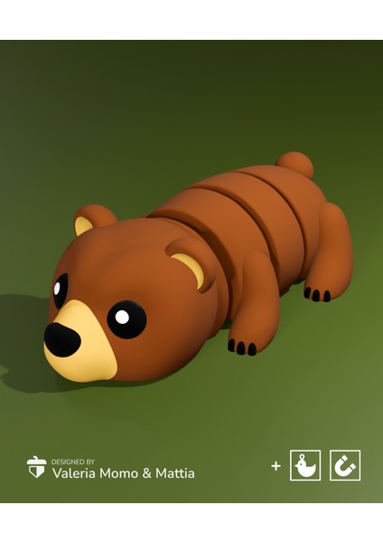 Sevimli Flexi Bear Grizzly (Oyuncak, Anahtarlık ve Magnet)
