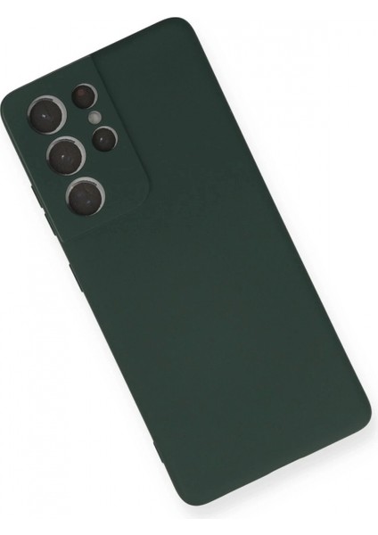 Samsung Galaxy S21 Ultra Kılıf Nano Içi Kadife Silikon - Koyu Yeşil modelleri