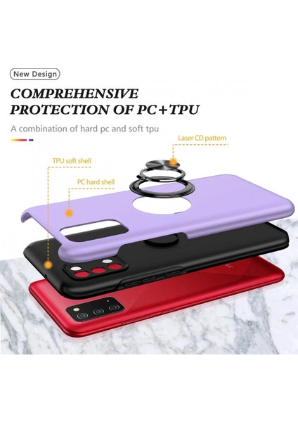 Samsung Galaxy A02S Kılıf Elit Yüzüklü Kapak - Mor fırsatları
