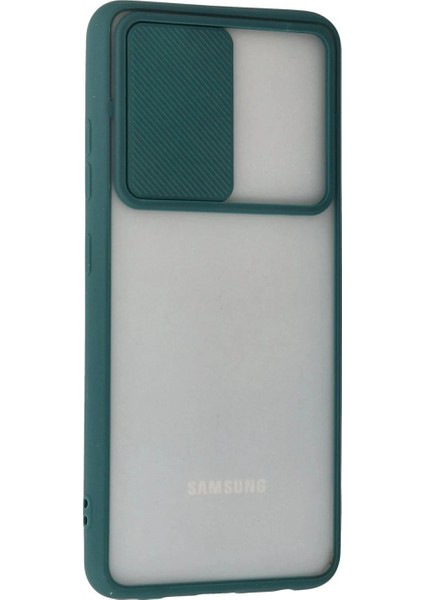 Samsung Galaxy A72 Kılıf Palm Buzlu Kamera Sürgülü Silikon - Yeşil modelleri