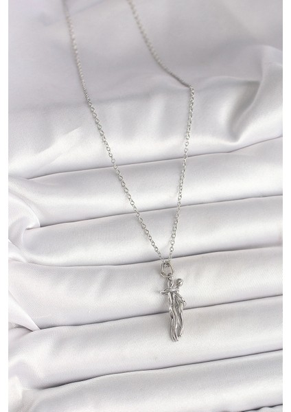 316L Çelik Gümüş Renk Zincir Sarılma Model Kadın Kolye fiyatları