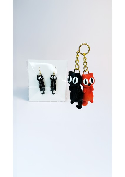 Anahtarlık, Küpe ve Mıknatıs Versiyonunda Esnek Kuyruklu Sevimli Flexi Kedi