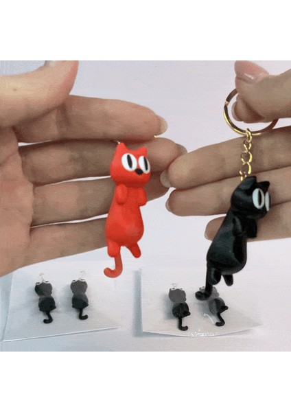 Anahtarlık, Küpe ve Mıknatıs Versiyonunda Esnek Kuyruklu Sevimli Flexi Kedi fiyatları