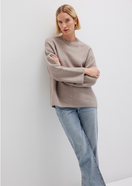 Yün Karışımlı Bisiklet Yaka Bej Kazak 1710563-86585 fiyatları