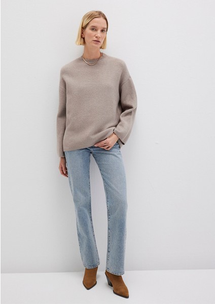 Yün Karışımlı Bisiklet Yaka Bej Kazak 1710563-86585 modelleri