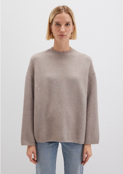 Yün Karışımlı Bisiklet Yaka Bej Kazak 1710563-86585 fırsatları