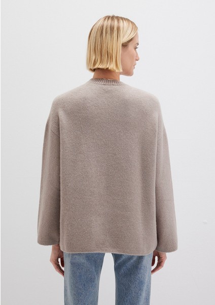 Yün Karışımlı Bisiklet Yaka Bej Kazak 1710563-86585 indirimleri