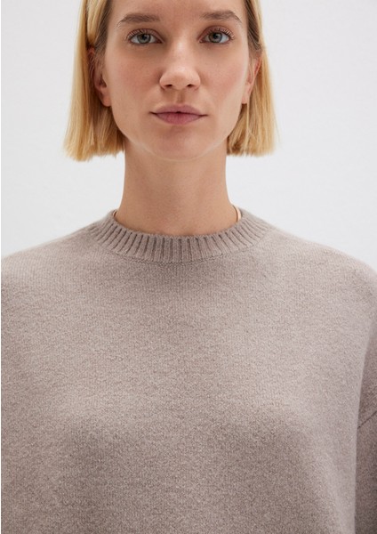 Yün Karışımlı Bisiklet Yaka Bej Kazak 1710563-86585