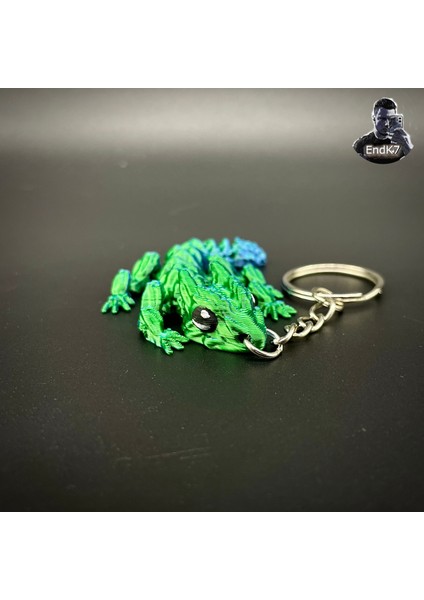 Küçük Çim Ejderhası Anahtarlık 🐉 - Mafsallı - Yerinde Baskı