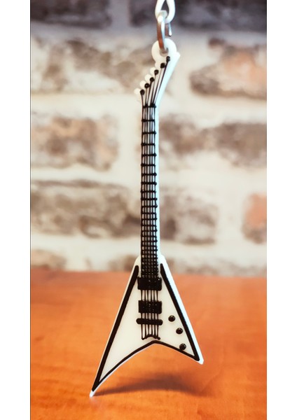 Guitar Jackson Randy Rhoads Flying V Anahtarlık, Künye, Küpeler, Logo