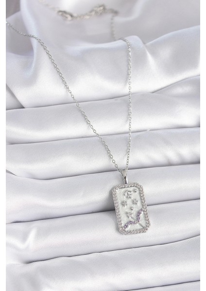 316L Çelik Gümüş Renk Zincir Yay Burcu Zirkon Taşlı Kadın Kolye fiyatları