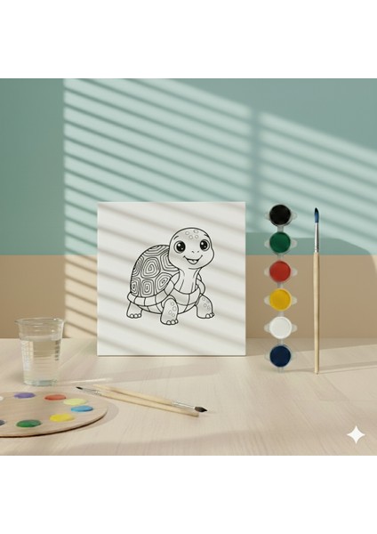 Kaplumbağa Çizimi Tuval Boyama Eğitici Hobi Kiti Hayvan Temalı Sanat Seti Çocuklar Için Boyama Seti fiyatları