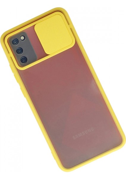 Samsung Galaxy A02S Kılıf Palm Buzlu Kamera Sürgülü Silikon - Sarı fiyatları