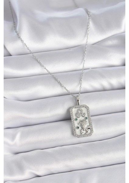 316L Çelik Gümüş Renk Zincir Aslan Burcu Zirkon Taşlı Kadın Kolye fiyatları