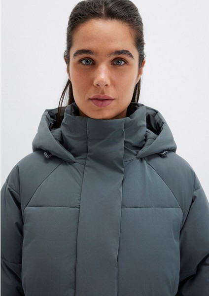 Kapüşonlu Yeşil Şişme Mont 1110225-71598 indirimleri