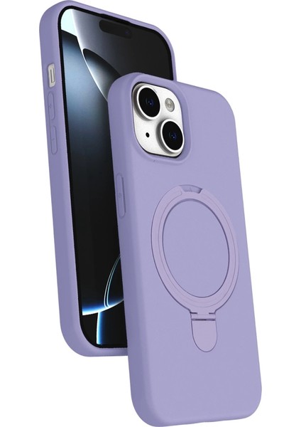 Apple Iphone 15 Plus Regal Magsafe Standlı Kapak - Lila